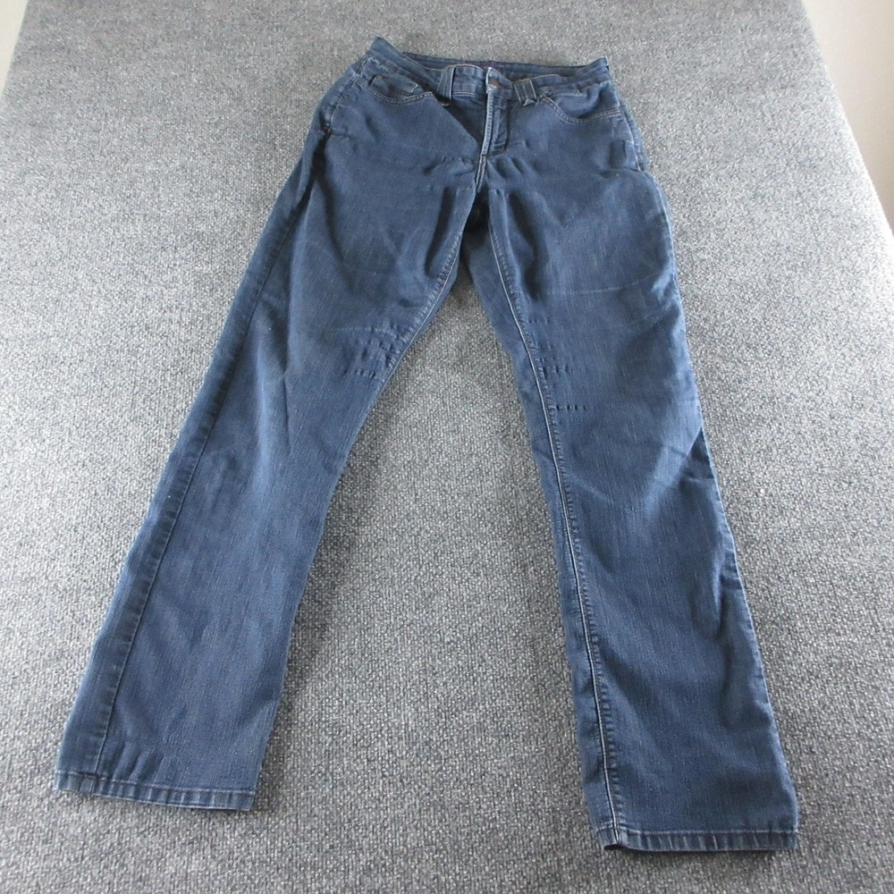 NYDJ Straight Jeans Womens 8 Blue Medium Wash Stretch Denim Lift Tuck Tech